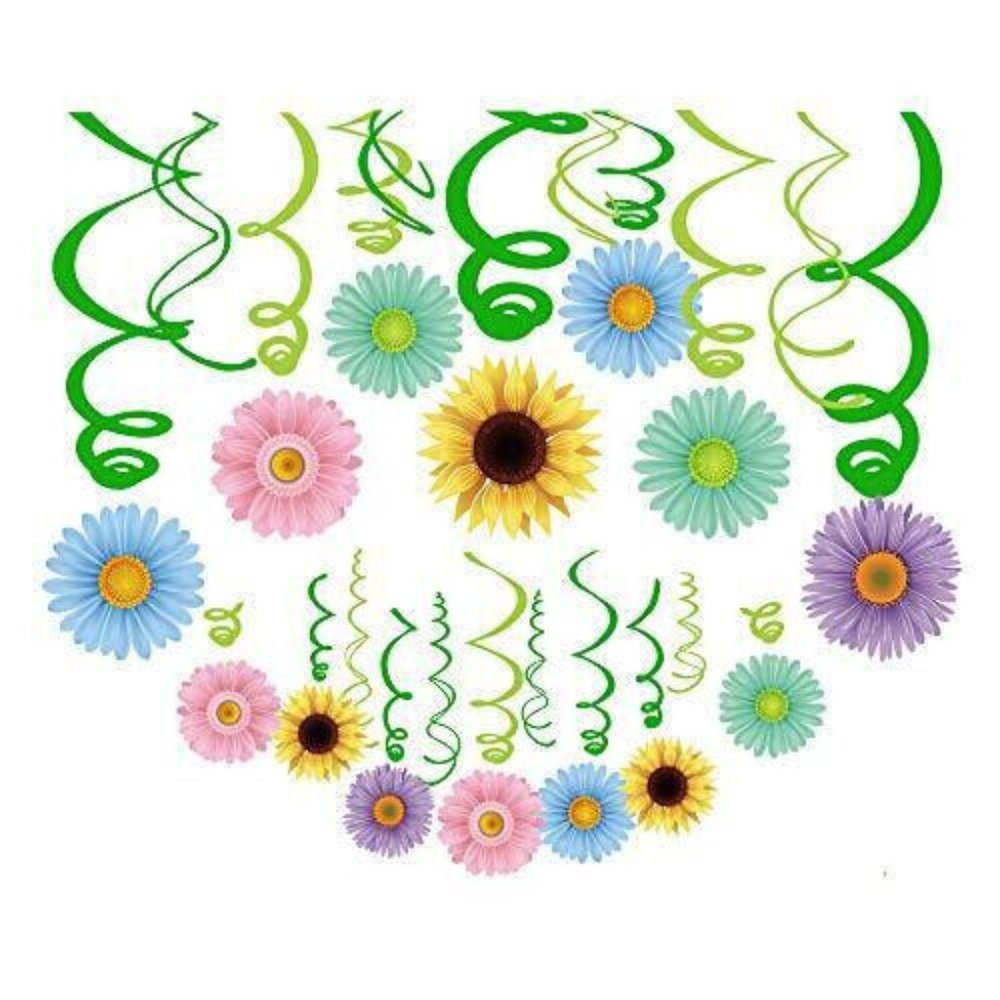 NWOT 30 Sun Flowers Hanging Swirl Decorations Baby shower Birthday Party